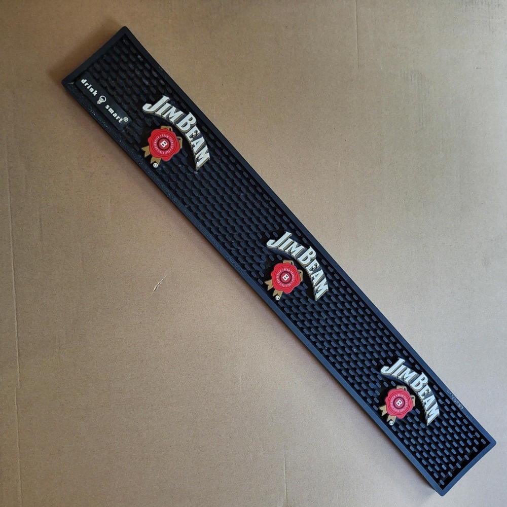 Jim Beam Bar Rail Spill Mat Spill Guard Home Bar Decor Rubber Black 23"